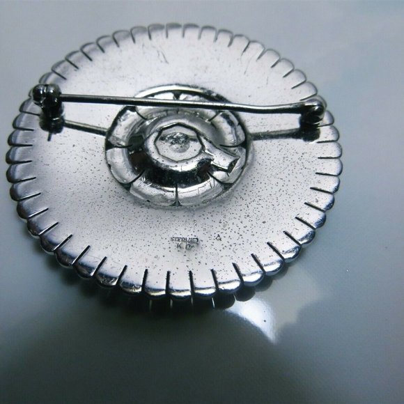 Luxurious Art Deco Sterling Silver Marcasite Cluster Ornate Fan Brooch By KD - Picture 4 of 5